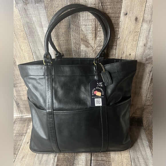 Coach Handbags - Coach large vintage black leather tote bag
